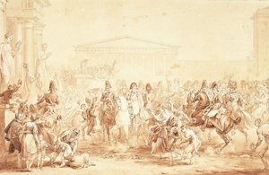 Die Ankunft von Kaiser Napoleon I. mit Kaiserin Marie-Louise im Hotel de Ville, Paris von Etienne Barthelemy Garnier