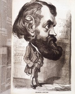 Karikatur des Komponisten Charles Gounod (1818-1893) von Etienne Carjat, im 19. Jahrhundert
