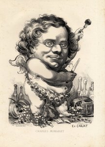 Flugblatt - Illustration von Etienne Carjat (1826-1906): Obeite, Foie gras - Monselet Charles (1825-1888) von Etienne Carjat