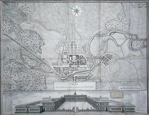 Karte der Stadt Rastatt, ihrer Umgebung und des Schlosses