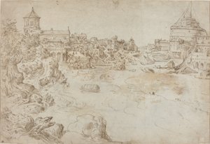 Ansicht der Engelsburg und des Ospedale di Santo Spirito [recto]