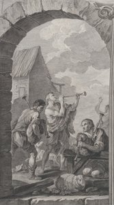 Die Kapelle der Enfants-Trouvés in Paris: Gruppe der Hirten: Trompetenspieler und m..., 1754
