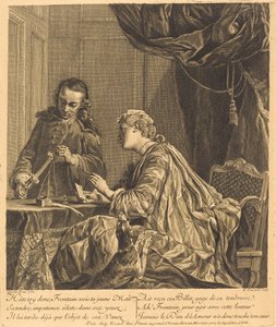 Frau, die einen Brief versiegelt von Etienne Fessard after Jean Siméon Chardin