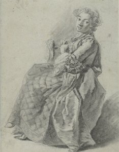 Studie einer sitzenden jungen Frau, nach links von Etienne Jeaurat (attributed to)