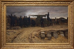 Französisches schweres Artilleriegeschütz bei der Belagerung von Paris, 1872 von Etienne Prosper Berne Bellecour