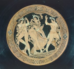Kylix (Detail). Rotfigurige Keramik. Etruskische Zivilisation, 5.-4. Jahrhundert v. Chr. von Etruscan