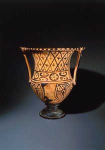 Rotfiguriger Kelchkrater (Vase zum Mischen von Wein und Wasser) mit menschlichem Gesicht