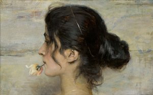 Mit der Rose zwischen den Lippen