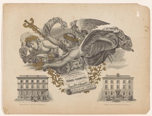 Werbekarte für lithografische Druckerei Frères Carbote in Brüssel und Namur von Eug. Carbote