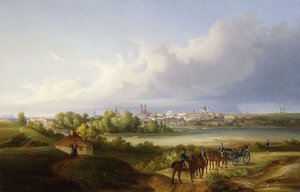 Ein Blick auf München und den Isarfluss, 1838