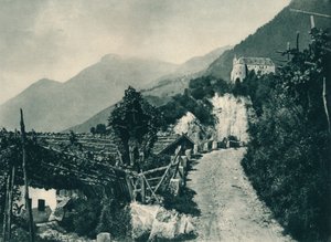 Landschaft mit Schloss Tirol, Meran, Südtirol, Italien, 1927 von Eugen Poppel