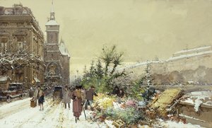 Blumenmarkt von Eugene Galien Laloue