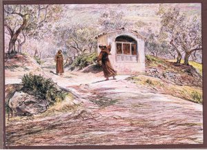 St. Franziskus lässt Bruder Masseo viele Male drehen, um den Weg zu finden, den er gehen soll von Eugene Burnand