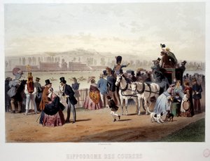 Blick auf die Rennbahn im Bois de Boulogne von Eugene Charles Francois Guerard
