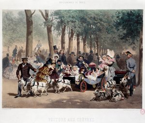 Spaziergang mit dem Auto im Tuileriengarten in Paris im 19. Jahrhundert