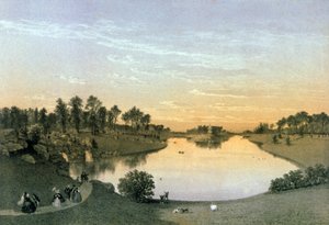 See im Bois de Boulogne, um 1860 (Gravur)