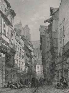 Malerische und romantische Reisen im alten Frankreich. Bretagne: Große alte Straße in Nantes