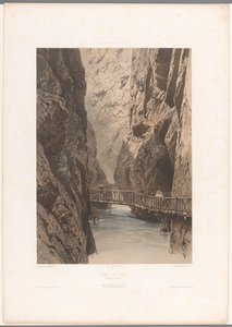 Wanderer auf einer Brücke durch die Trientschlucht von Eugene Ciceri