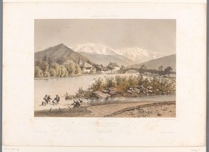 Ansicht von Saint-Martin-sur-Arve und dem Mont Blanc von Eugene Ciceri