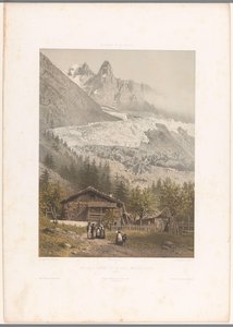 Blick auf die Gipfel Aiguille Verte und Dru und den Gletscher Mer-de-Glace von Eugene Ciceri