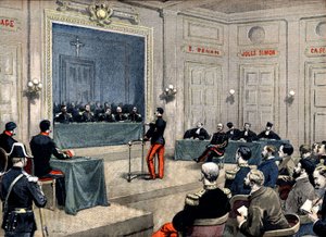 Kapitän Alfred Dreyfus vor dem Kriegsrat von Eugene Damblans