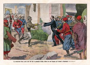 Ereignisse in Marokko, übernommen von den Truppen von Hubert Lyautey und Charles Mangin. Kommandant Simon, nachdem er vor dem Prätendenten El-Hiba geflohen war, befreite die Neun