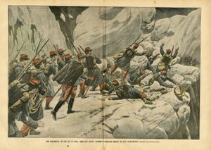 Illustration von Eugene Damblans (1865-1945) in Le Pelerin, 06/03/04 - Eine Lawine am Pare-Pass in den Alpen verursacht mehrere Todesfälle beim 157. Infanterieregiment von Eugene Damblans
