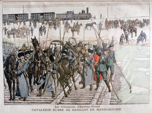 Russische Kavallerie auf dem Weg nach Mandchourie, China, 1900