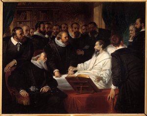 Der Tod von Jean Calvin (1509-1564), religiöser Reformator. Gemälde von Eugène Devéria (1808-1865) 1835 Noyon, Musée Calvin von Eugene Deveria