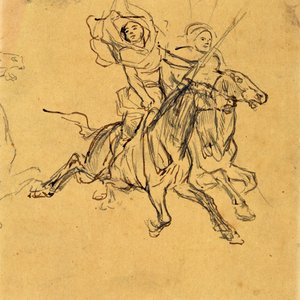 Studie von zwei Reitern von Eugène Fromentin