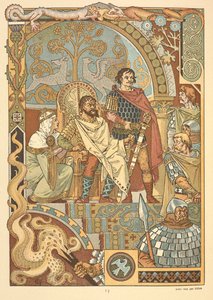Ein König auf seinem Thron, im Gericht von Eugene Grasset