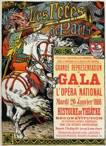 Kunst. Unterhaltung. Pariser Feste. Ball an der Oper von Paris. Plakat von Eugene Grasset, Frankreich