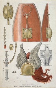 Details der gallischen Kriegertracht - in „Illustrierte Lehrhefte, Kriegskostüme der Bronzezeit und der gallischen Zeit“, ed. Grasset