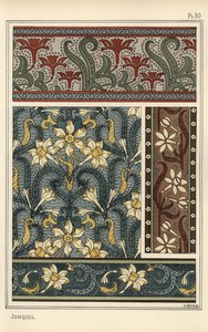 Jonquille, Narcissus jonquilla, als Designmotiv in Tapeten- und Stoffmustern