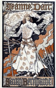 Plakat „Johanna von Orleans“ (Henriette Rosine Bernard alias Sarah Bernhardt (1844-1923) spielt in Johanna von Orleans). Sd. circa 1890