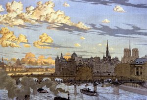 Die Île de la Cité vom Louvre-Brücke aus gesehen von Eugene Grasset