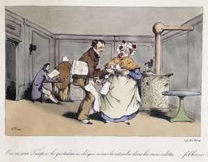 Waldkarikatur in einem französischen Café. von Eugene Hippolyte Forest