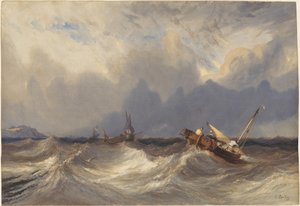 Fischerboote vor einem Sturm von Eugene Isabey
