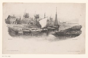 Hafen mit Booten und Windmühlen