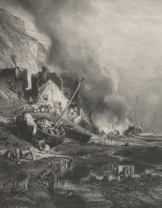 Ausrüstung eines Schiffes bei Ebbe, 1833 von Eugene Isabey