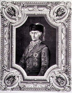 Porträt von Katharina II. der Großen (1729-96) in Reisekleidung, graviert von Stephane Pannemaker