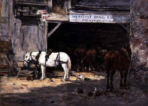 Pferde zur Miete in einem Hof, ca. 1885-90