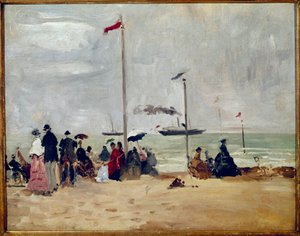 Am Strand von Trouville, Normandie von Eugene Louis Boudin