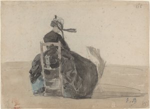 Sitzende Dame in Schwarz, Trouville, 1865