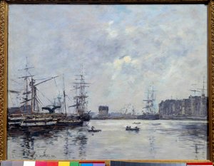 Der Hafen von Le Havre, Becken der Bar. Gemälde von Eugene Louis Boudin