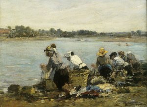 Waschfrauen bei la Torque; Les Lavandières à la Touque von Eugene Louis Boudin