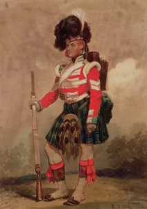 Ein Soldat der 79. Highlanders im Chobham Camp im Jahr 1853