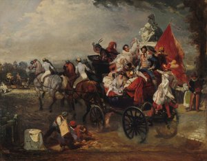 Karnevalsszene, Place de la Concorde, 1834 von Eugene Louis Lami