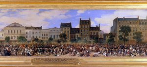 Das Attentat von Giuseppe Fieschi (korsischer Verschwörer) am 28.07.1835 gegen Louis-Philippe I (1773-1850), König der Franzosen, Boulevard du Temple in Paris (Detail)