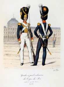 Gardes à pied ordinaires du Corps de Roi, petite und grande tenue, 1817-30 von Eugene Titeux
